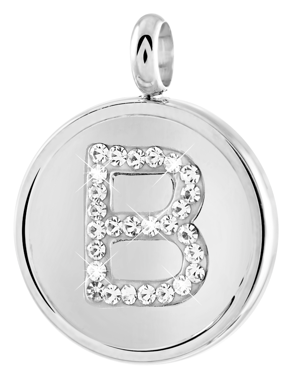 Gerecycled just.d stainless steel hanger letter met kristal