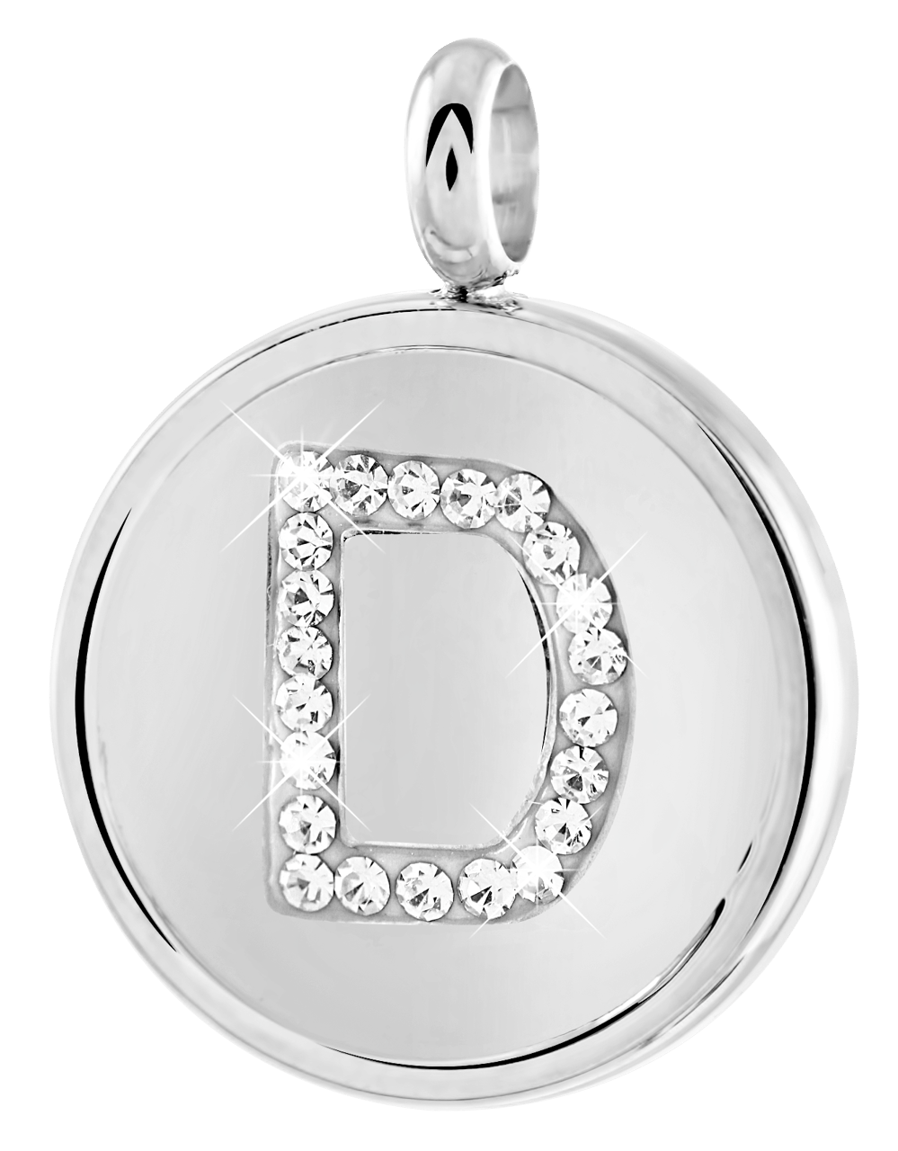 Gerecycleerd just.d stainless steel hanger letter met kristal