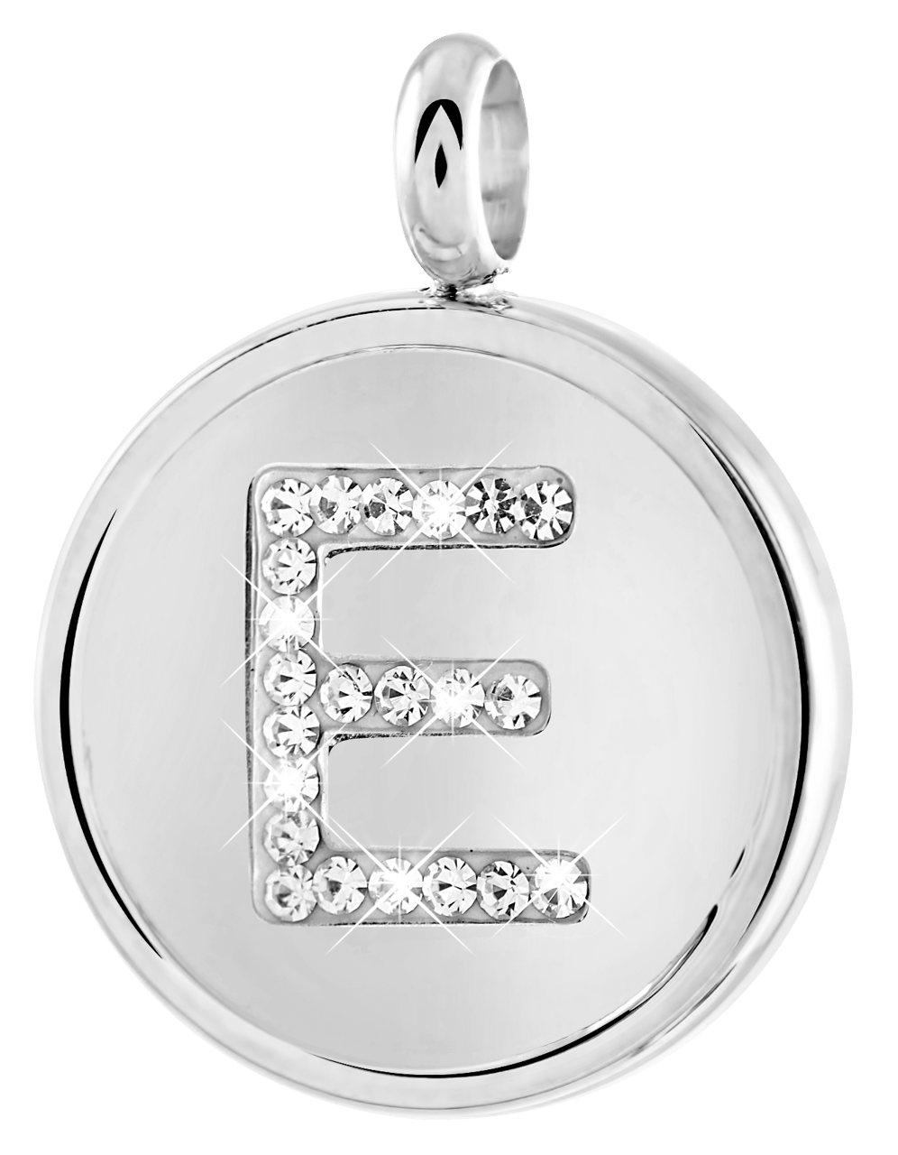 Gerecycleerd just.d stainless steel hanger letter met kristal