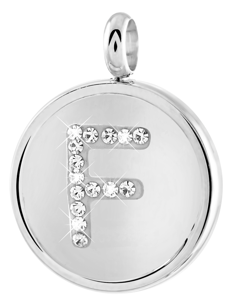 Gerecycleerd just.d stainless steel hanger letter met kristal