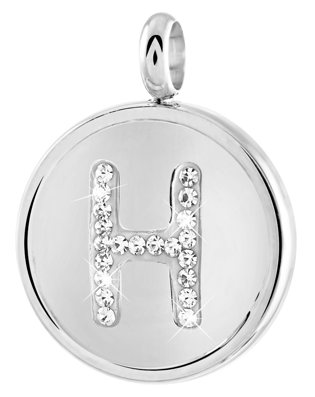 Gerecycleerd just.d stainless steel hanger letter met kristal