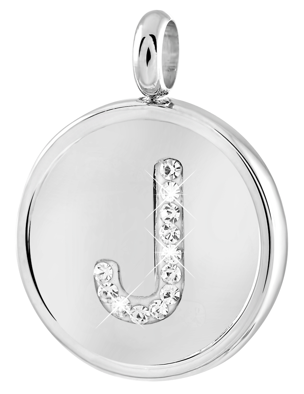 Gerecycled just.d stainless steel hanger letter met kristal