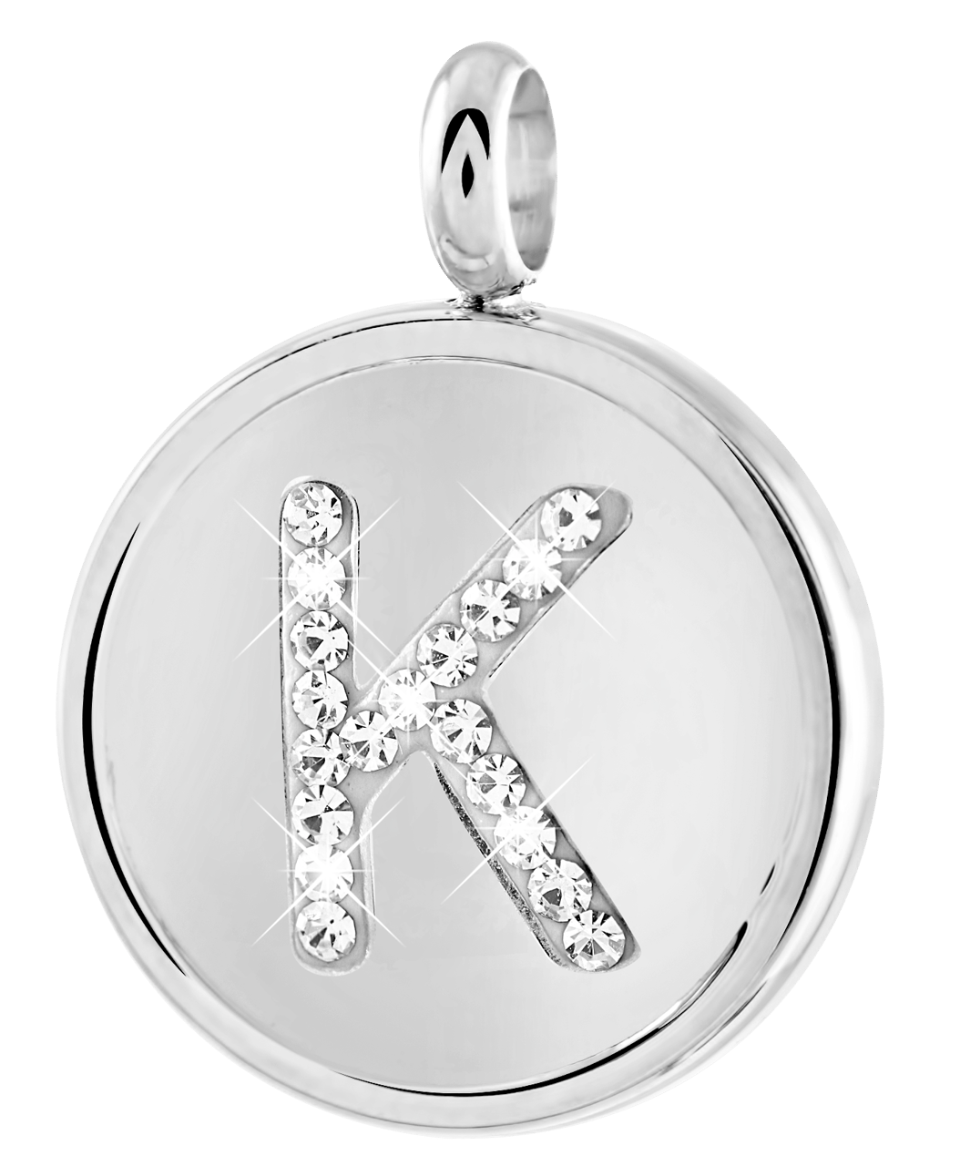 Gerecycleerd just.d stainless steel hanger letter met kristal