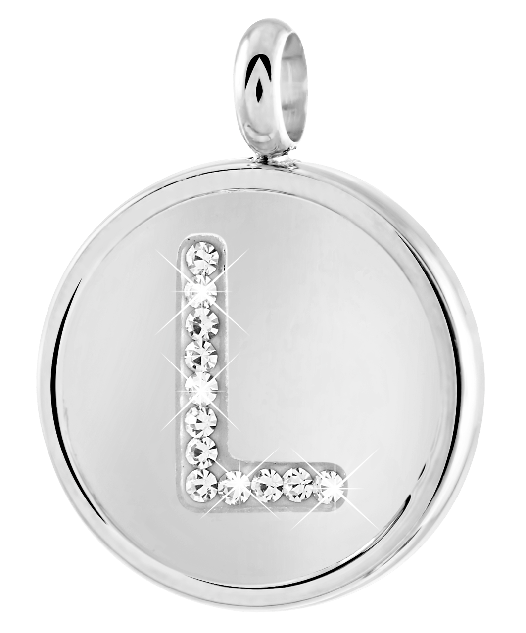Gerecycleerd just.d stainless steel hanger letter met kristal