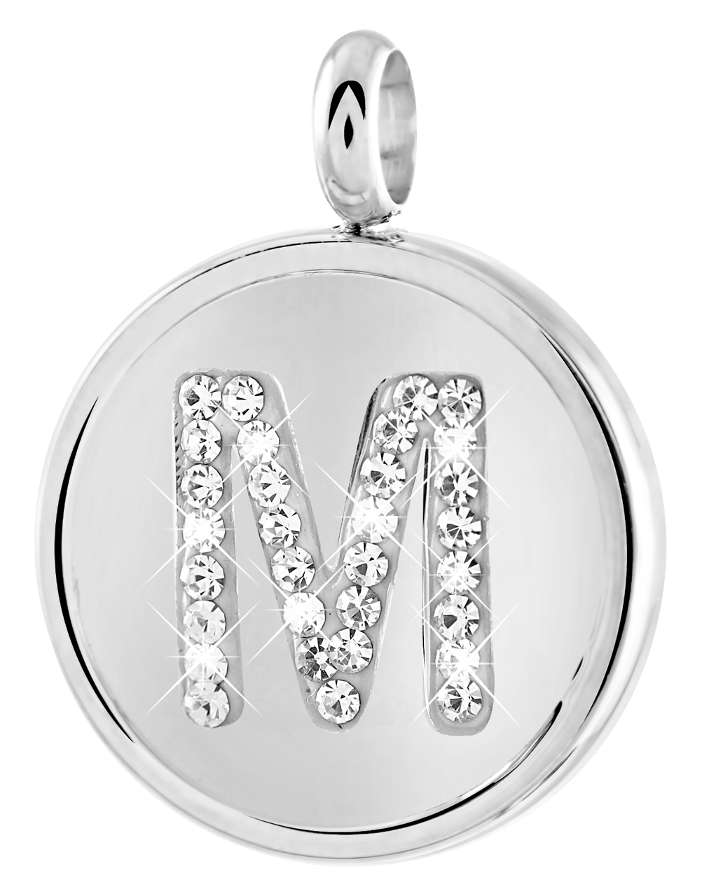 Gerecycleerd just.d stainless steel hanger letter met kristal