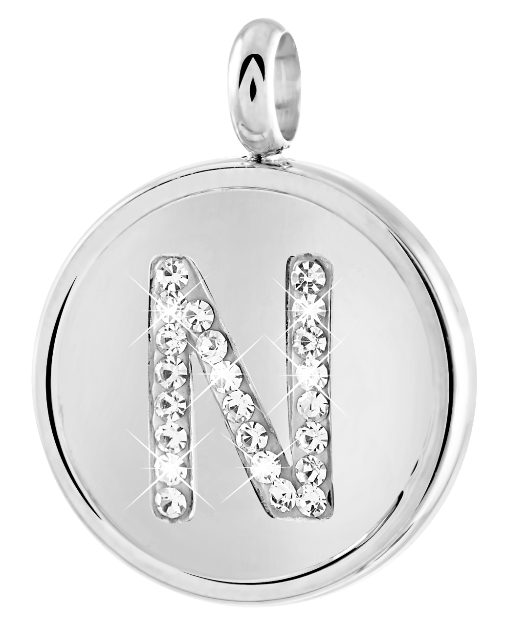 Gerecycleerd just.d stainless steel hanger letter met kristal