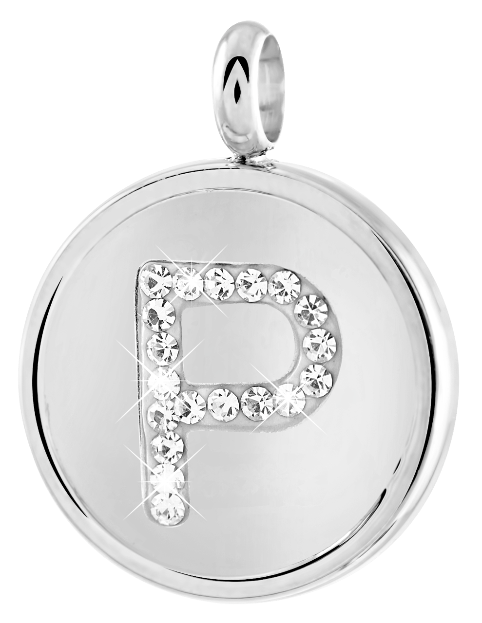 Gerecycled just.d stainless steel hanger letter met kristal