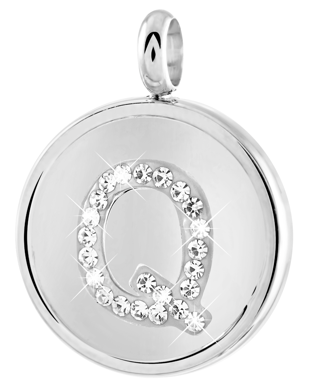 Gerecycled just.d stainless steel hanger letter met kristal