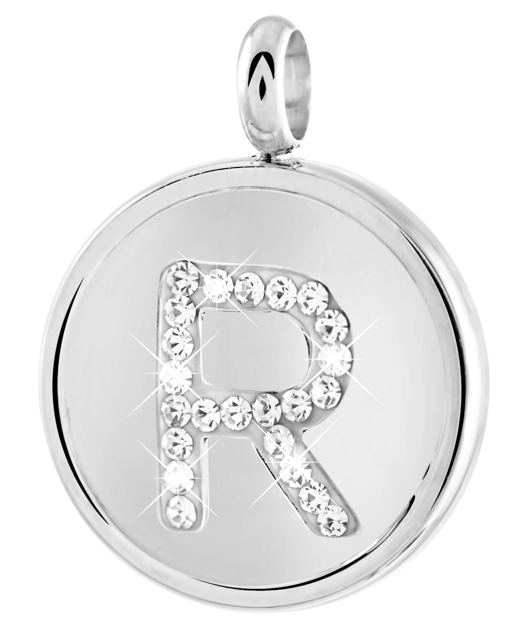 Gerecycled just.d stainless steel hanger letter met kristal