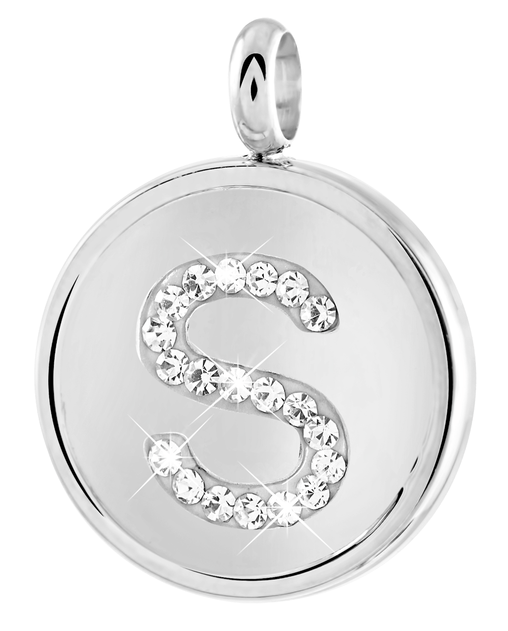 Gerecycled just.d stainless steel hanger letter met kristal