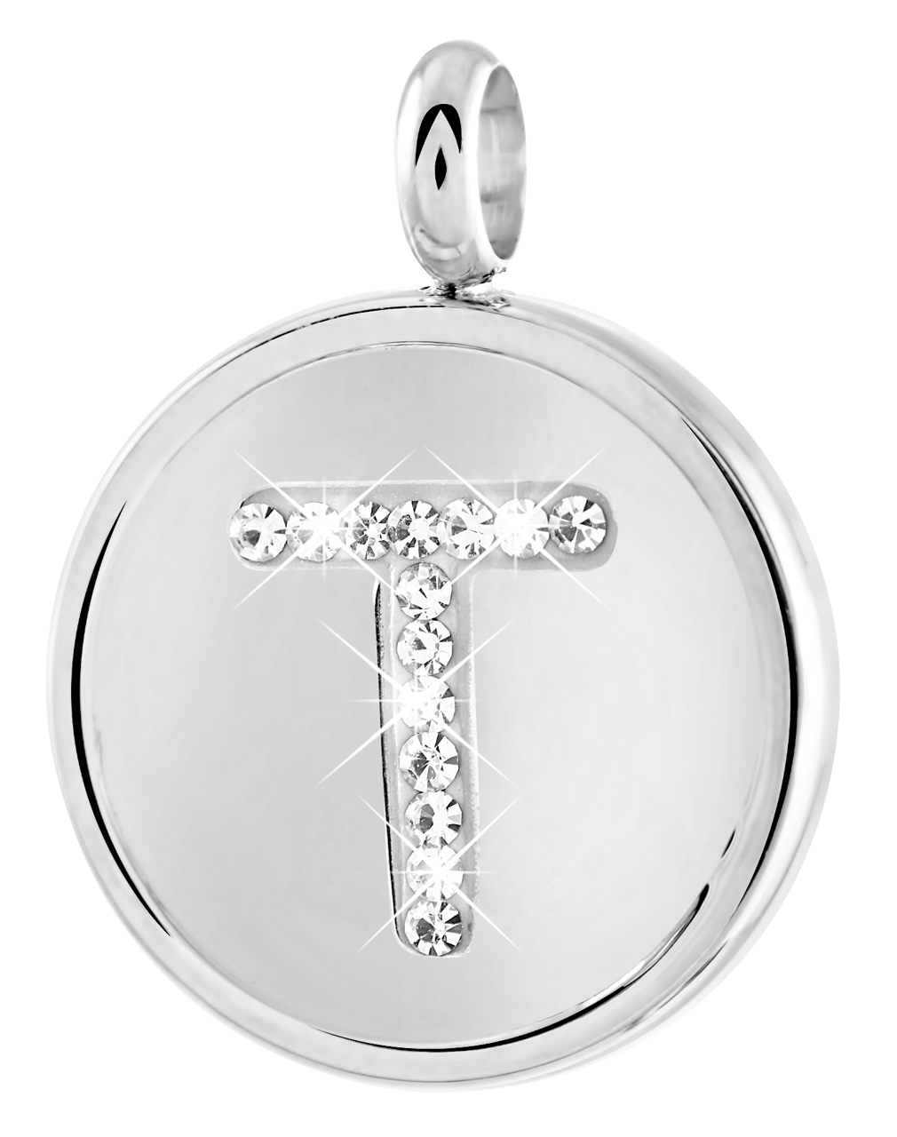 Gerecycleerd just.d stainless steel hanger letter met kristal