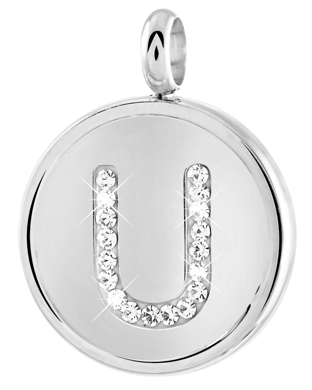 Gerecycleerd just.d stainless steel hanger letter met kristal