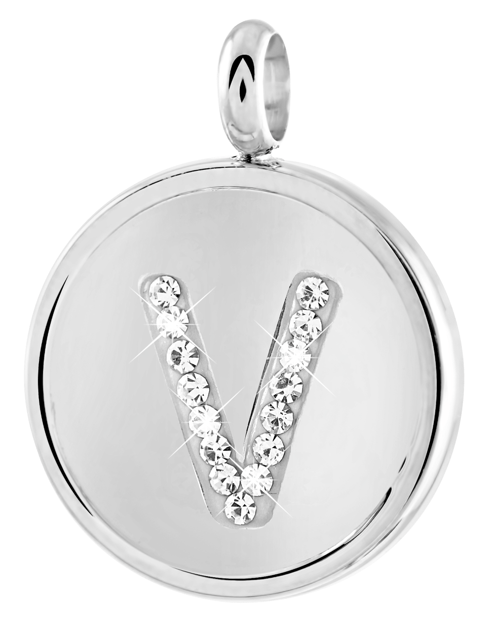 Gerecycleerd just.d stainless steel hanger letter met kristal
