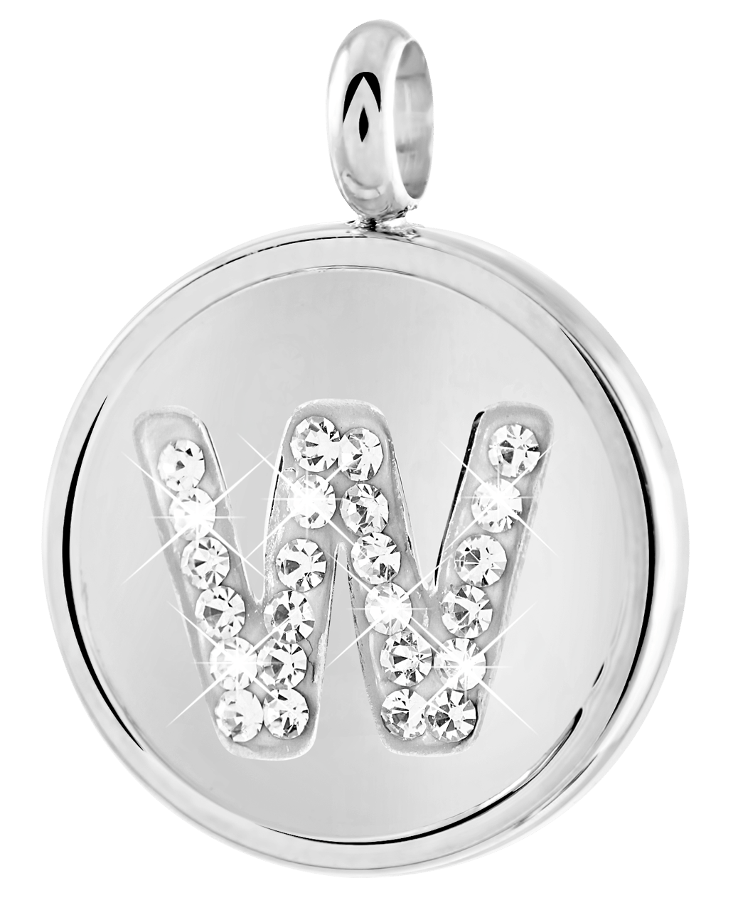 Gerecycleerd just.d stainless steel hanger letter met kristal