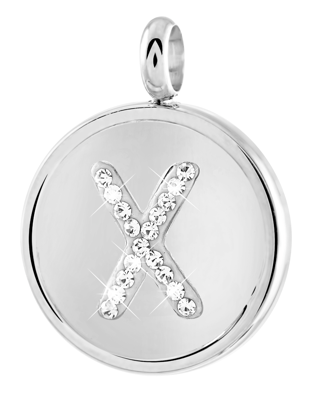 Gerecycleerd just.d stainless steel hanger letter met kristal