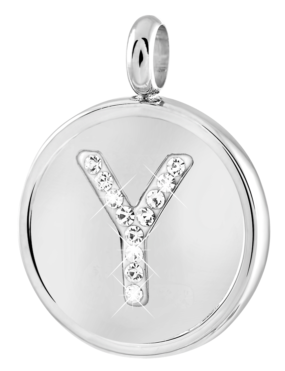 Gerecycleerd just.d stainless steel hanger letter met kristal