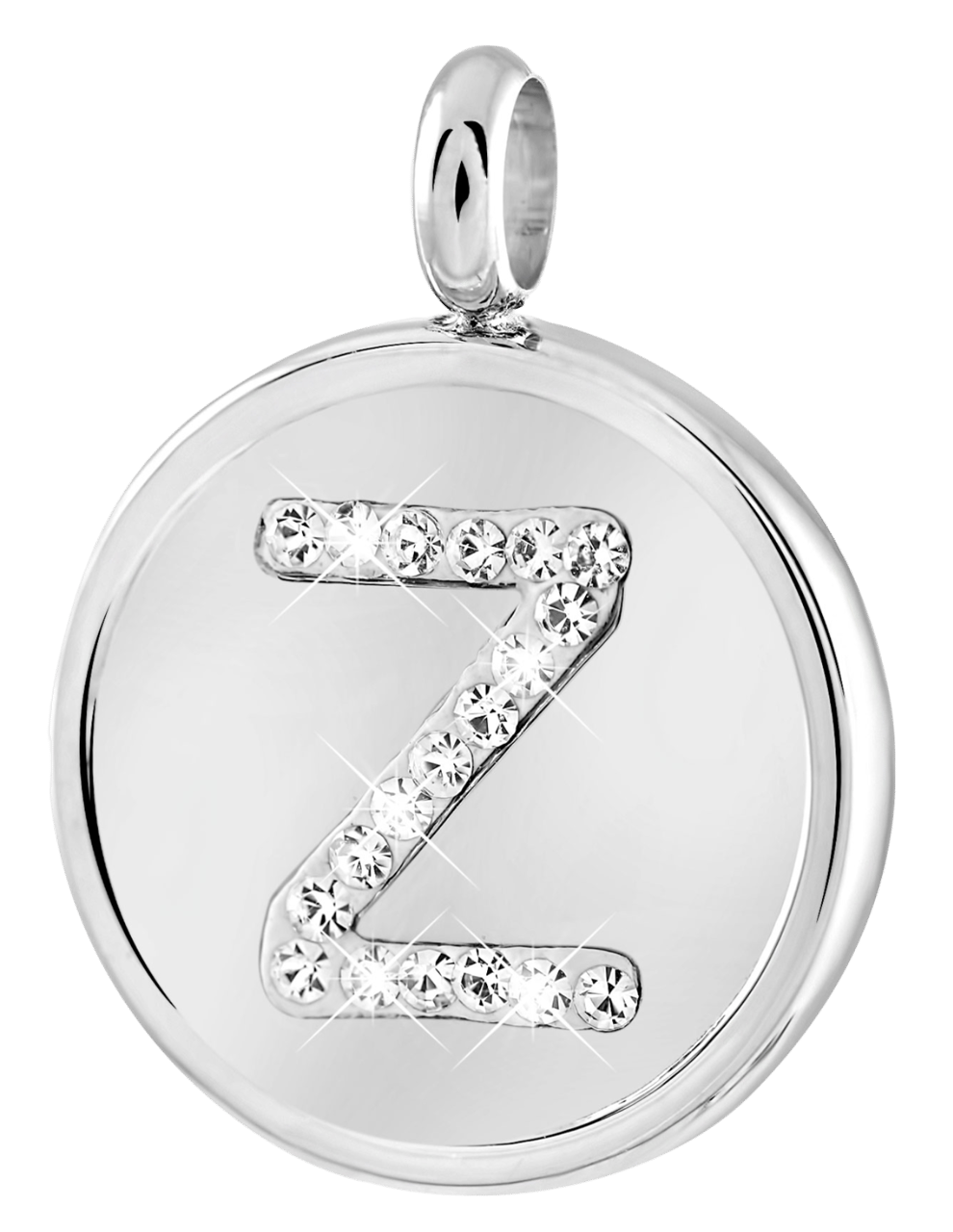 Gerecycleerd just.d stainless steel hanger letter met kristal