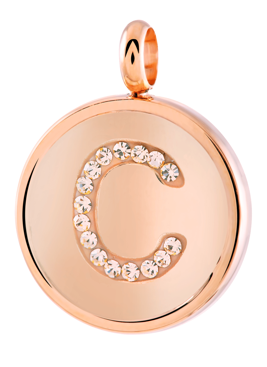 Gerecycled just.d stalen hanger roseplated letter kristal