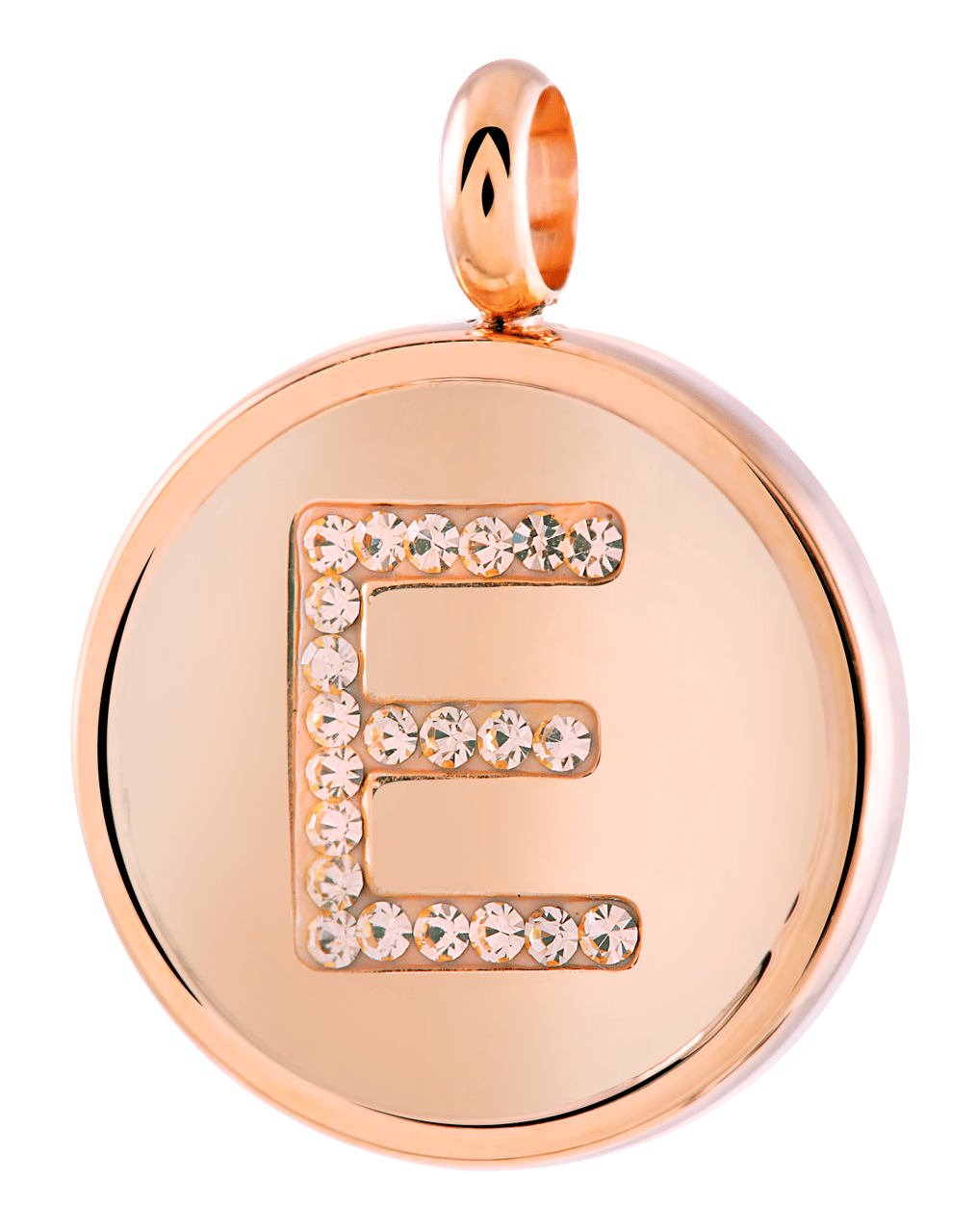 Gerecycleerd just.d stalen hanger roseplated letter kristal