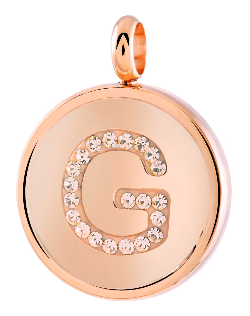 Gerecycleerd just.d stalen hanger roseplated letter kristal
