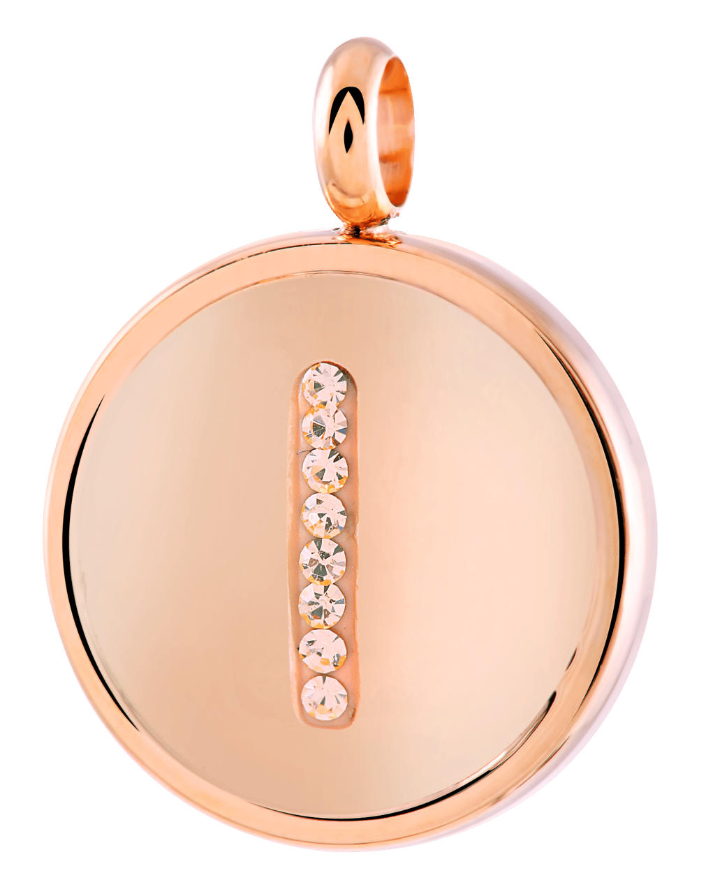 Stainless steel roséplated letterhanger met kristal voor dames