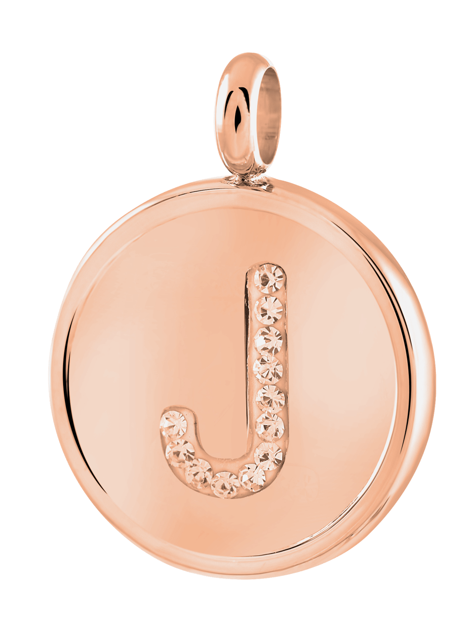 Stainless steel roséplated letterhanger met kristal voor dames
