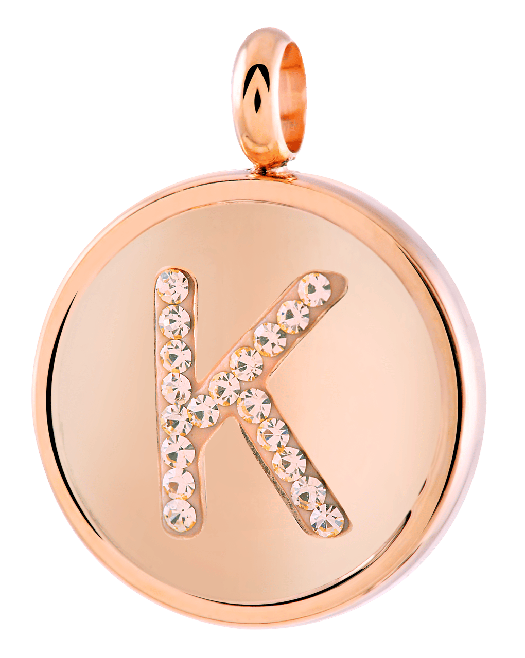 Gerecycled just.d stalen hanger roseplated letter kristal