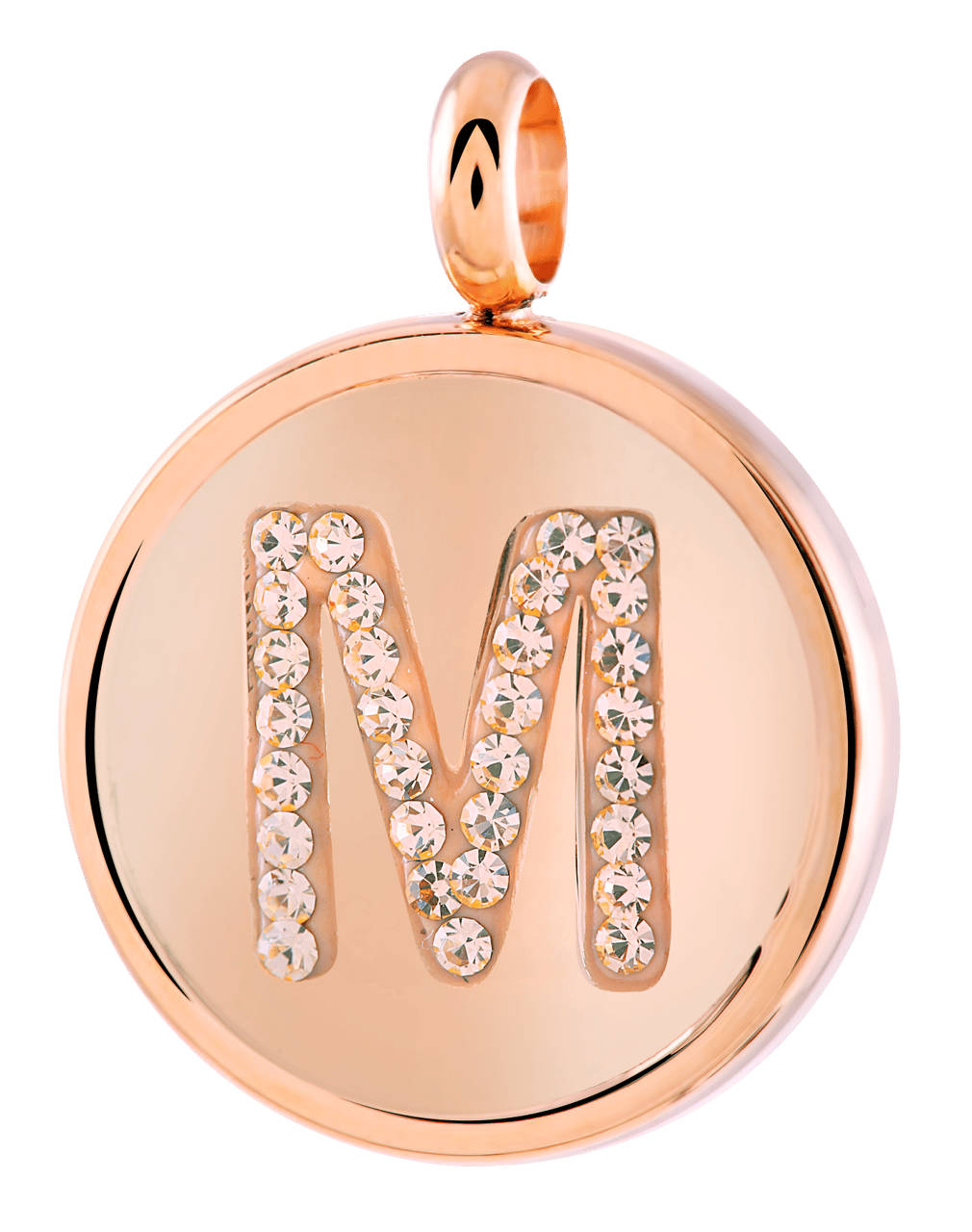 Gerecycleerd just.d stainless steel hanger roseplated letter kristal