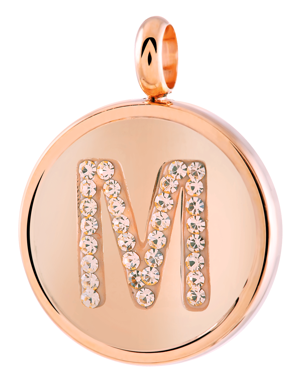 Stalen roséplated letterhanger met kristal voor dames