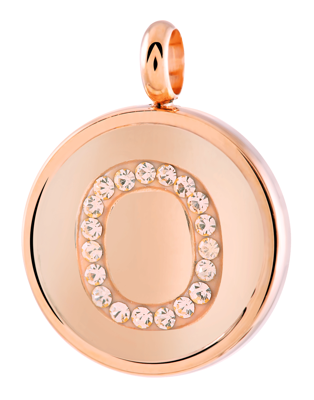 Stalen roséplated letterhanger met kristal voor dames