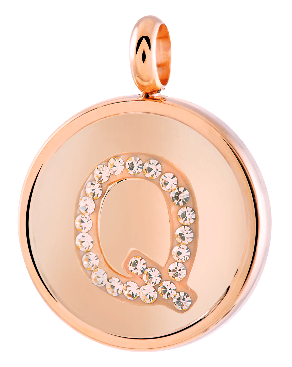 Stalen roséplated letterhanger met kristal voor dames