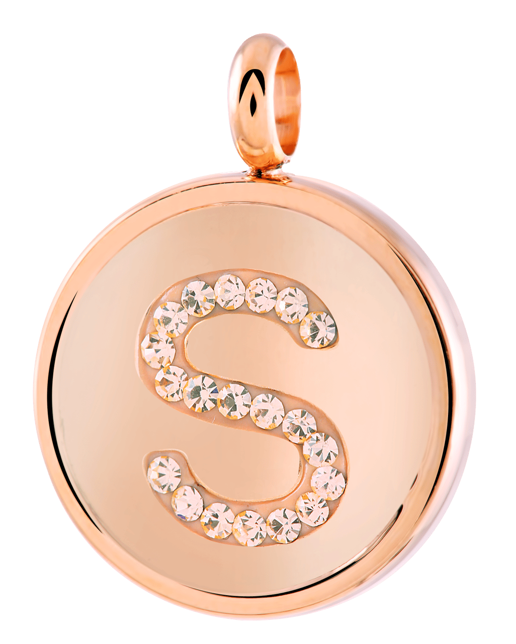 Stalen roséplated letterhanger met kristal voor dames