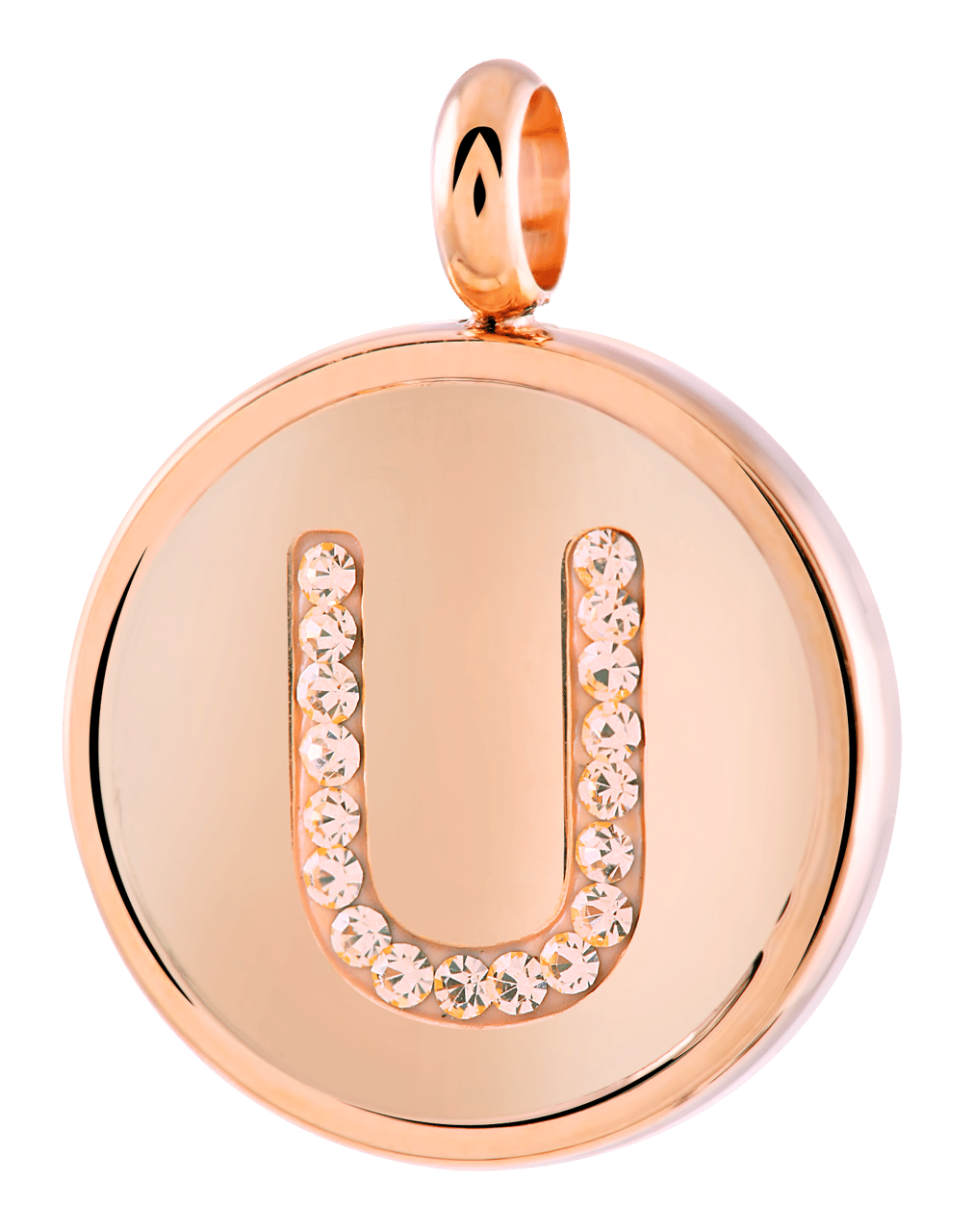 Stainless steel roséplated letterhanger met kristal voor dames