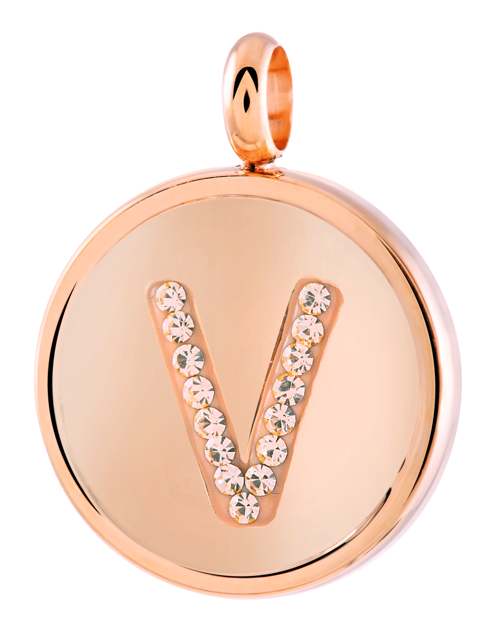 Gerecycleerd just.d stalen hanger roseplated letter kristal