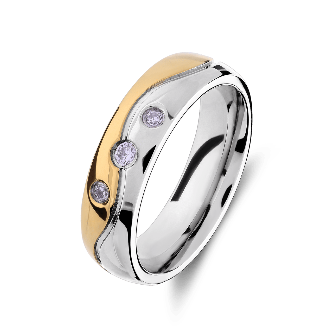 Stainless steel goldplated vriendschapsring Valletta met zirkonia voor met zirkonia voor dames