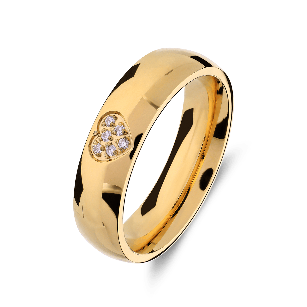 Stainless steel goldplated liefdesring Malaga met zirkonia voor dames