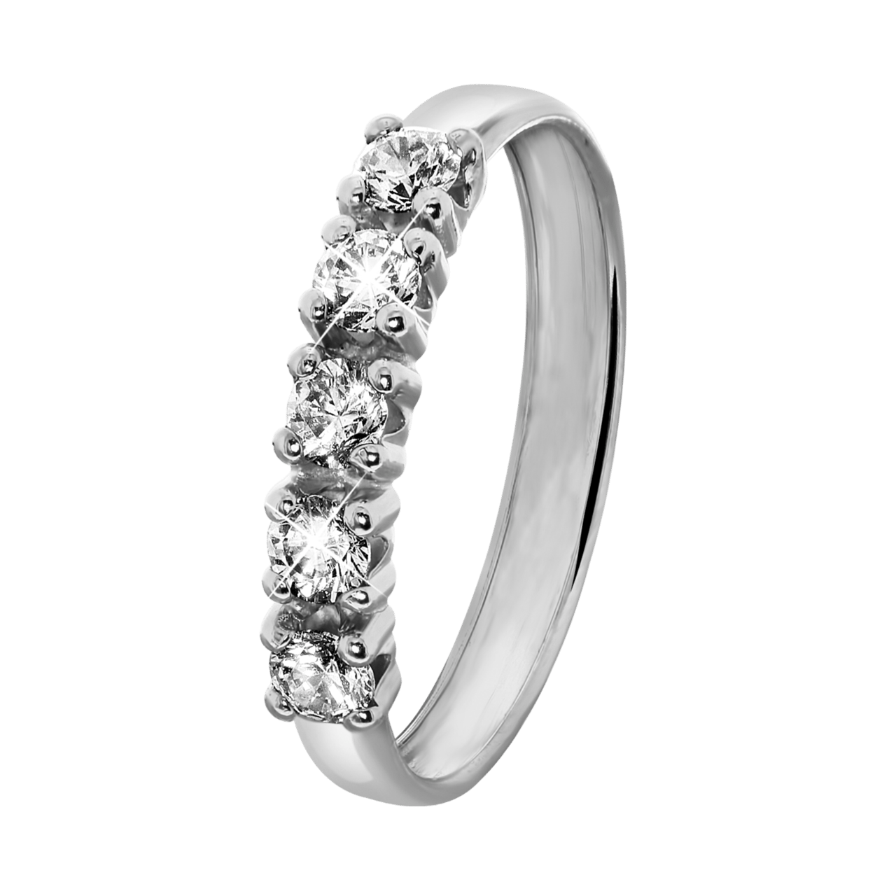 Ring, 585 Weißgold, mit 5 Zirkoniasteinen
