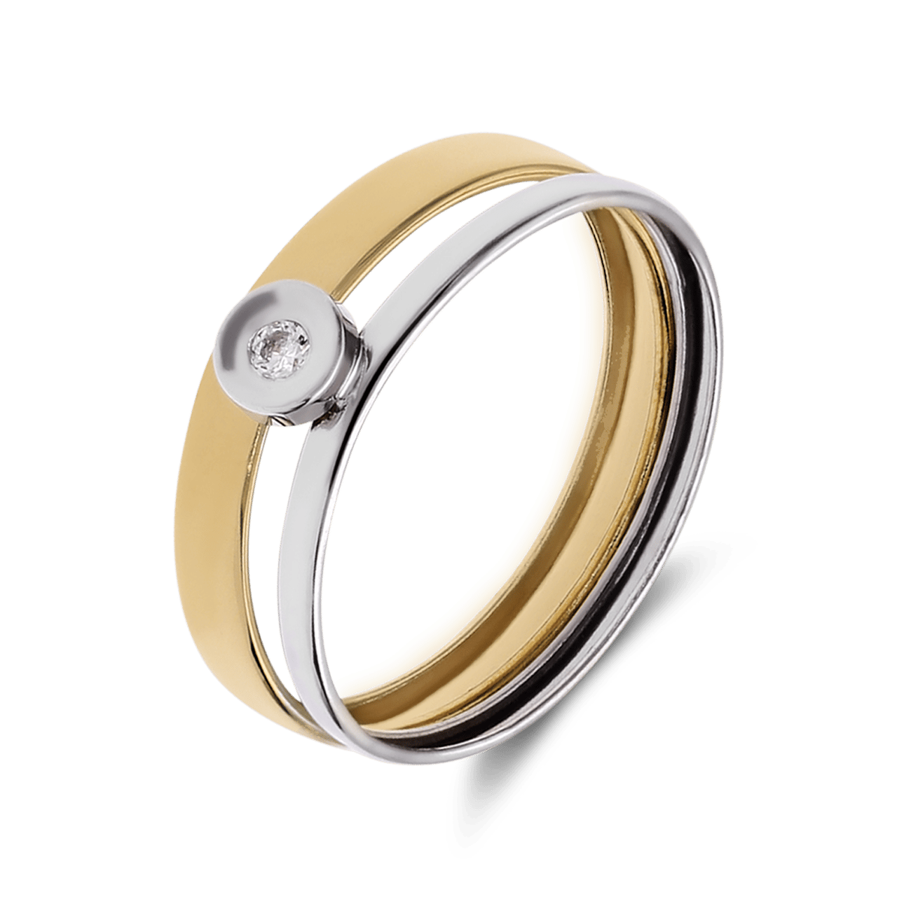Zweifarbiger Ring, 585 Gold, mit Zirkonia