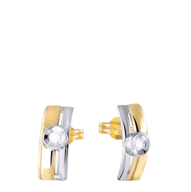 14 Karaat bicolor gouden oorbellen met zirkonia