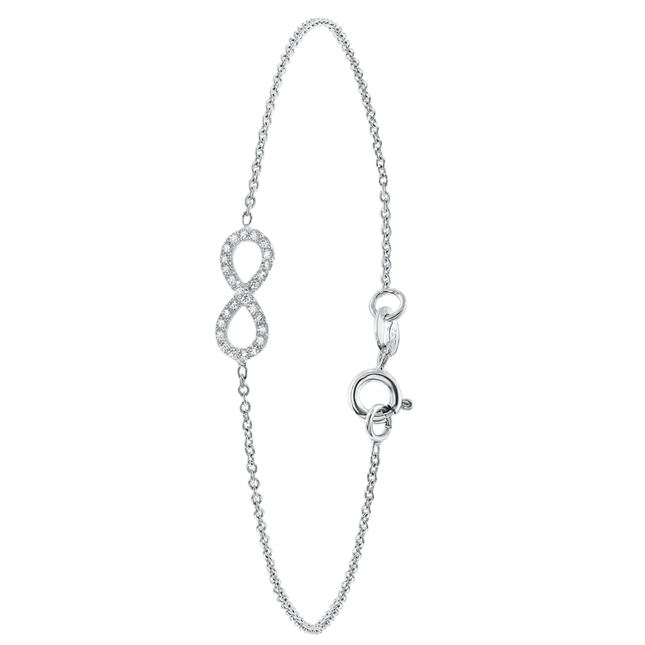 Silbernes Fußkettchen Infinity mit Zirkonia