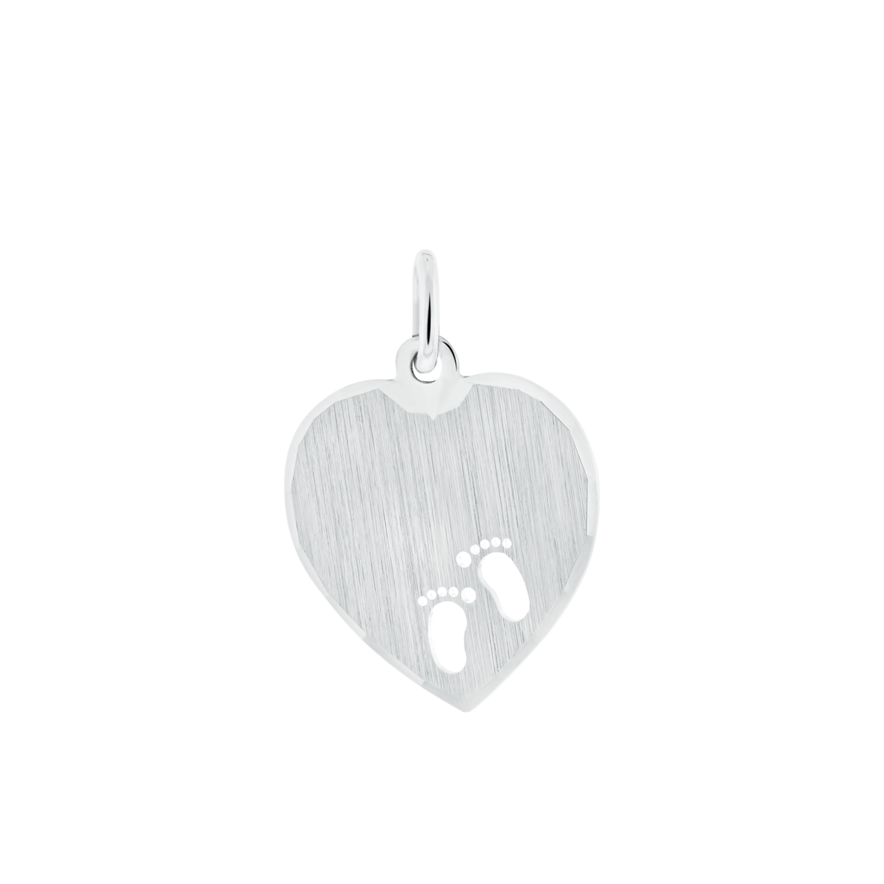Silber-Charms mit graviertem Herz, kleine Füße