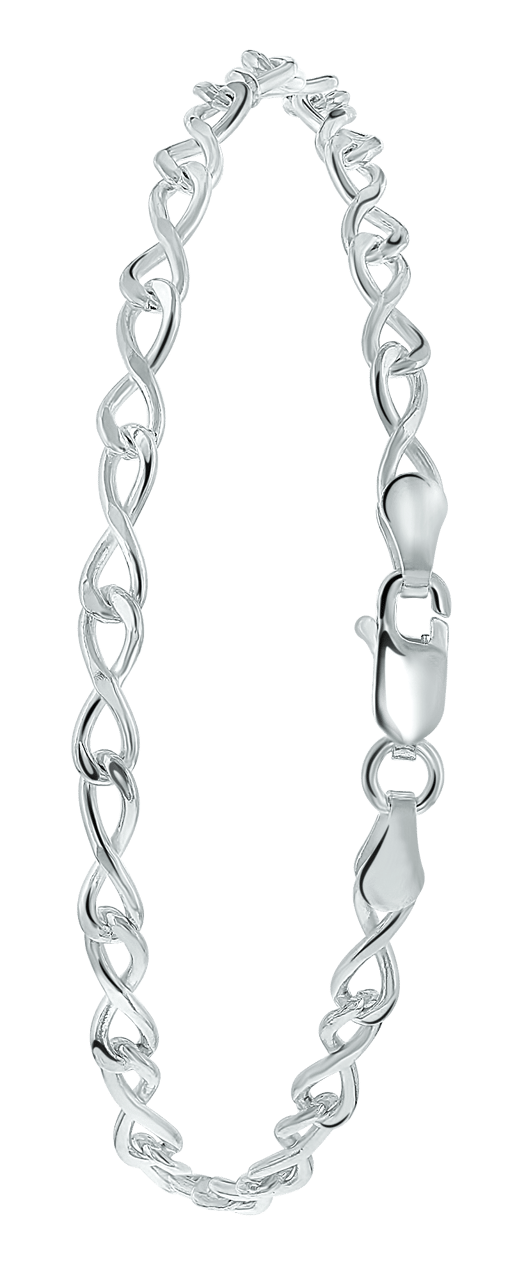 Gerecycleerd zilveren armband infinity schakel