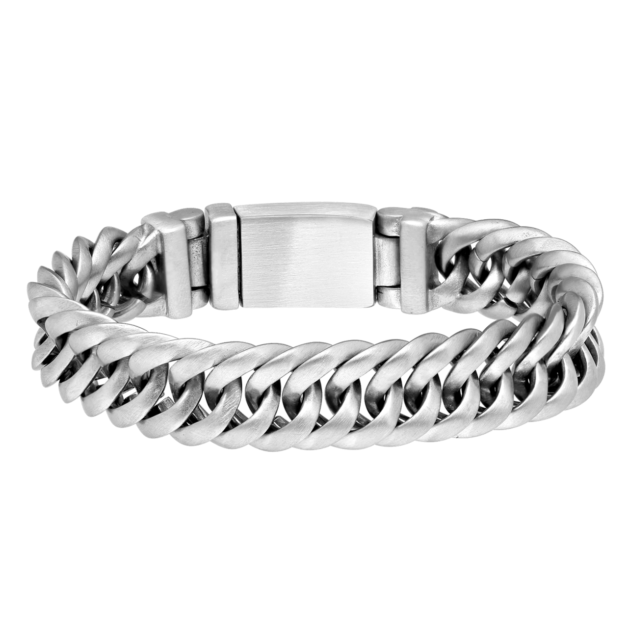 Stainless steel heren schakelarmband mat