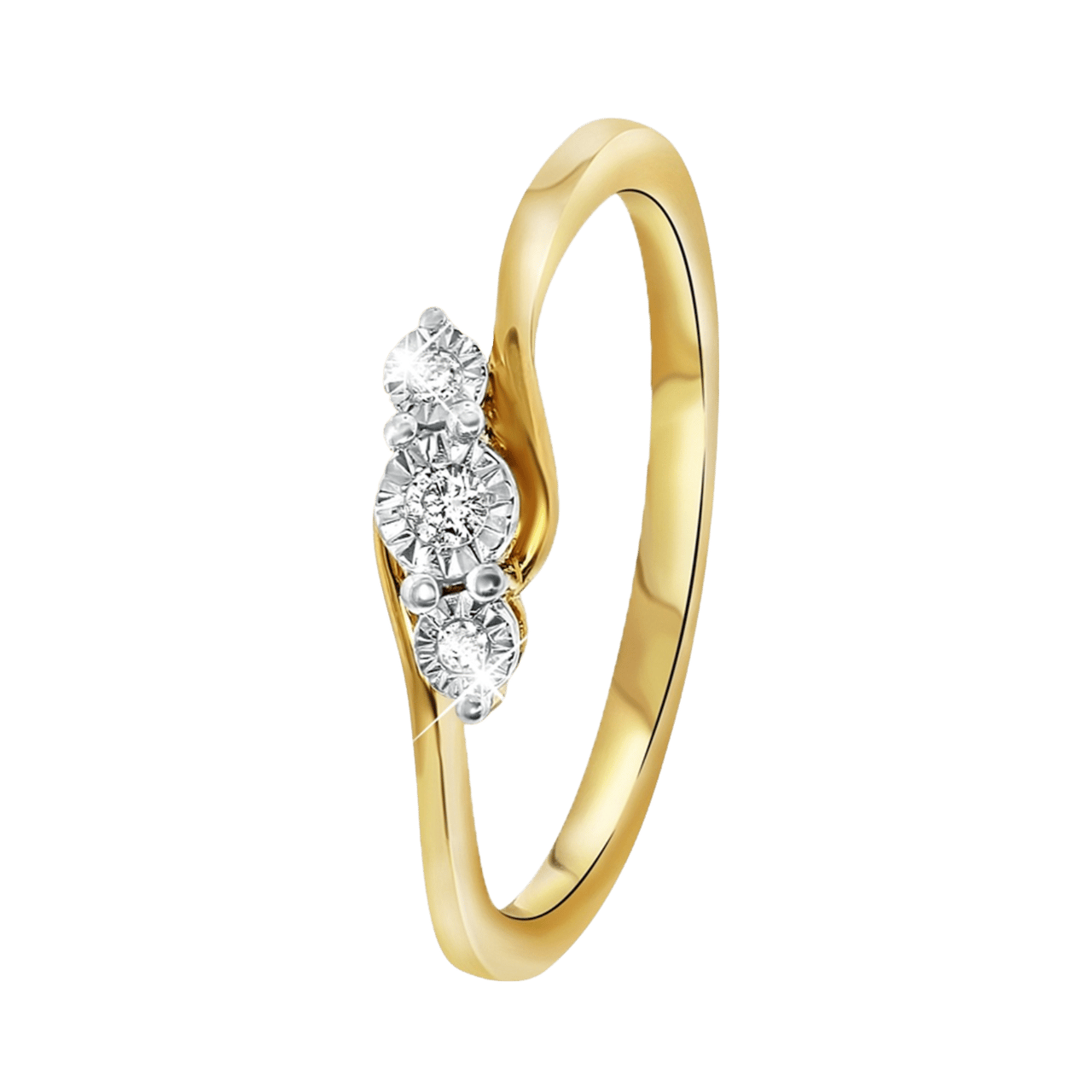 14karaat bicolor gouden ring 3 diamanten 0,04ct