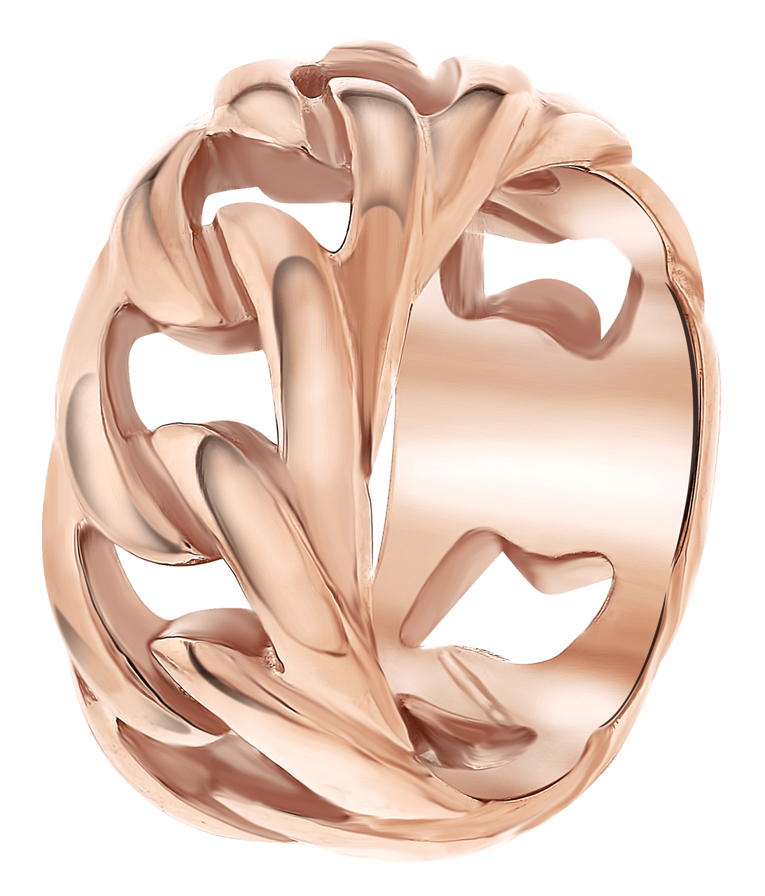 Gerecycleerd stainless steel ring roseplated gourmetschakel