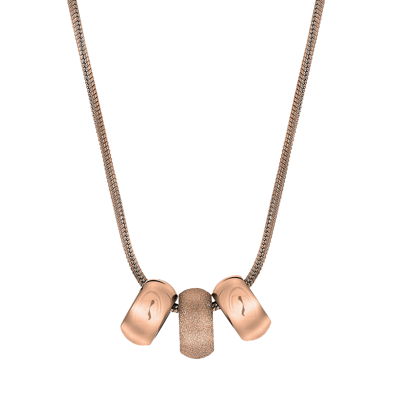Gerecycleerd stainless steel ketting met hanger roseplated diamond cut