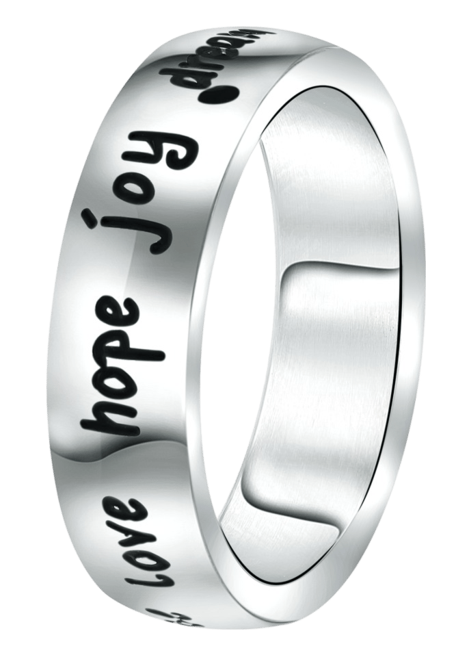 Gerecycled stainless steel ring met tekst