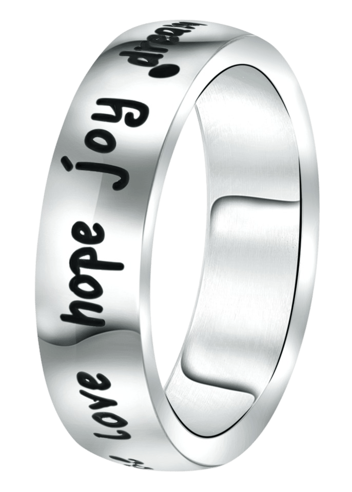 Gerecycled stalen ring met tekst