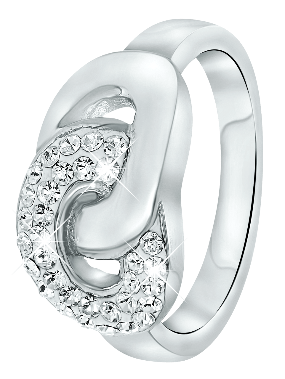 Gerecycled stainless steel ring met kristal