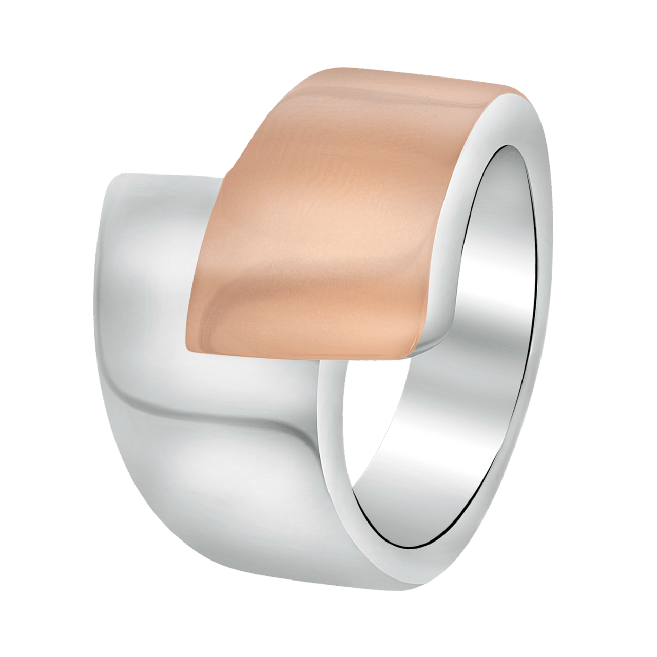 Gerecycleerd stainless steel ring stainless steel/roseplated